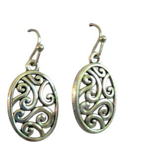 Silver Colored Metal Filagree Earrings  NBW